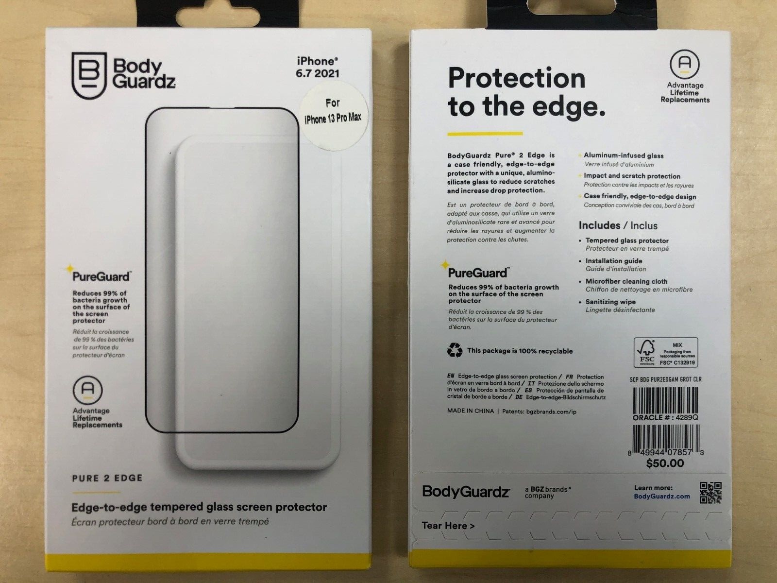 BodyGuardz Pure 2 Edge Tempered Glass Screen Protector for iPhone 13 Pro Max