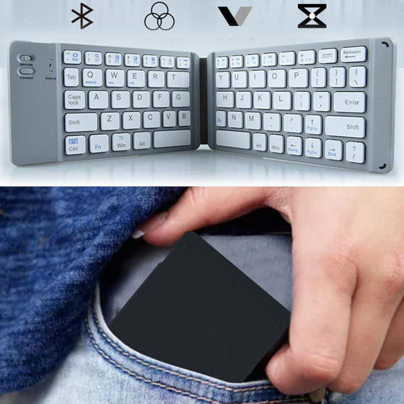 Mini Compat Foldable Wireless Keyboard For PC/iPhone/Android Cellphone Recharge