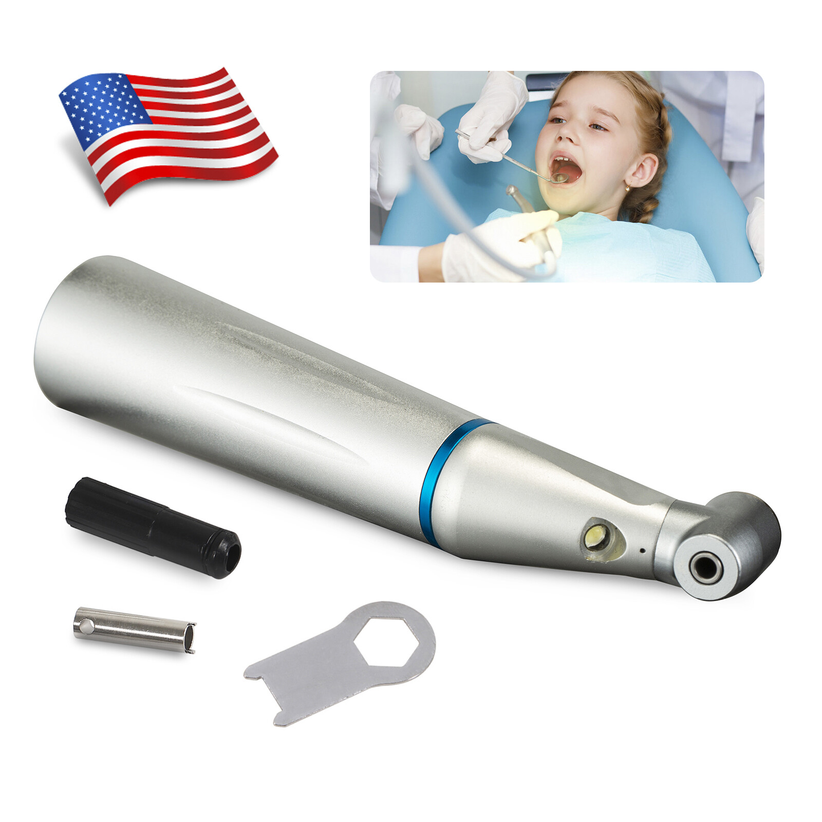 Dental Low Speed LED E-generator Push Contra Angle Handpiece Internal Water YB