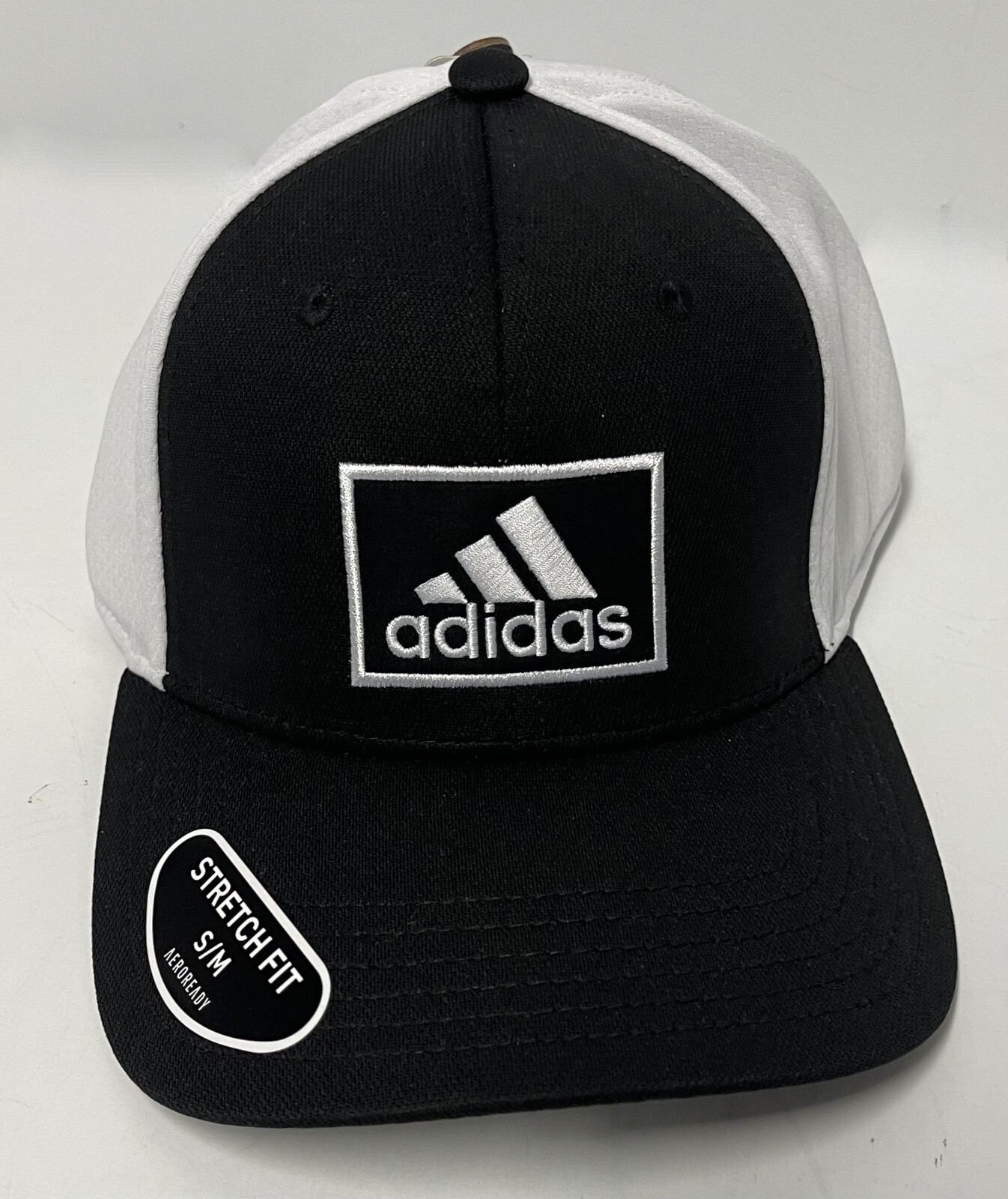 ADIDAS MENS GOLF CAP 2 STRETCH FIT BLACK / WHITE SIZE SMALL / MEDIUM