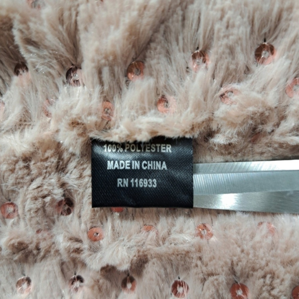 Infinity Women's Scarf Chunky Faux Fur & Sequins Old Pink