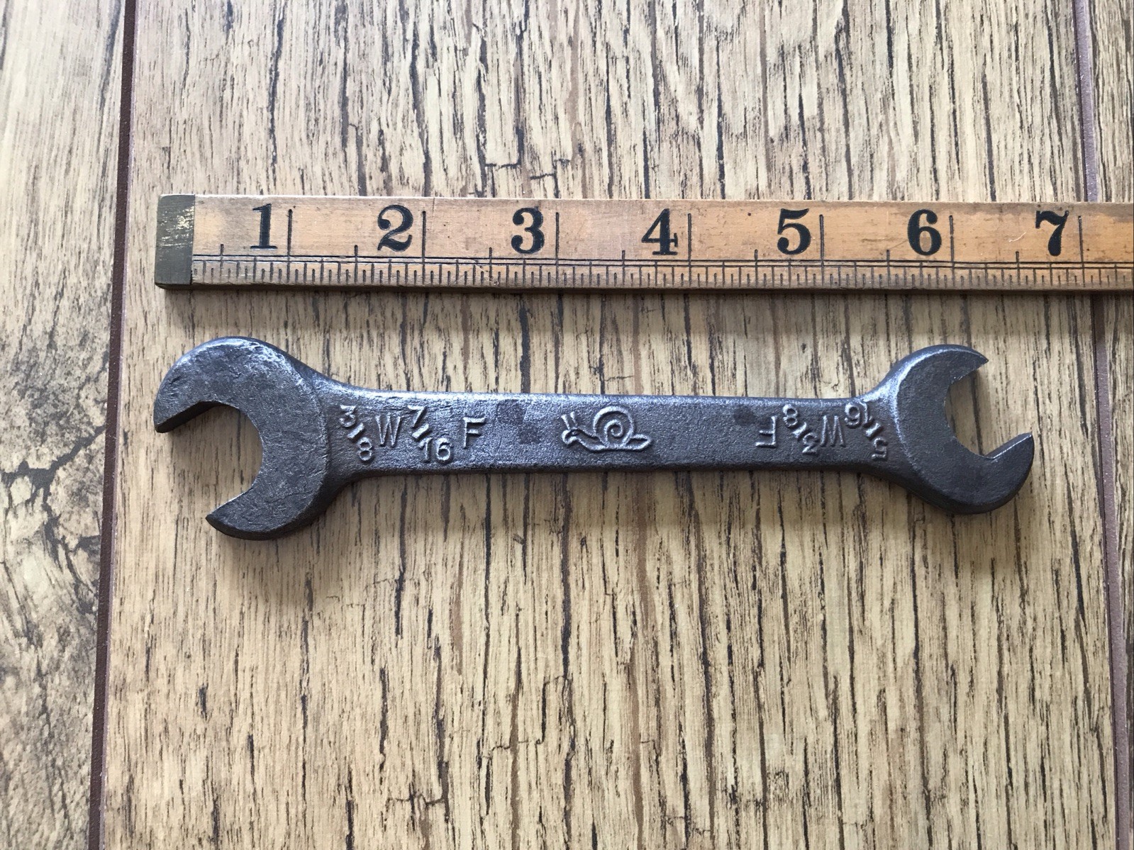 Vintage 1940s Snail Brand 3/8” X 5/16” Whitworth Open Ended Spanner