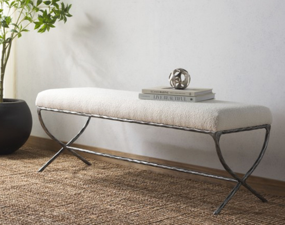 Restoration Hardware Thaddeus Style X Base Bench LOOK FOR LESS! Ivory & Black