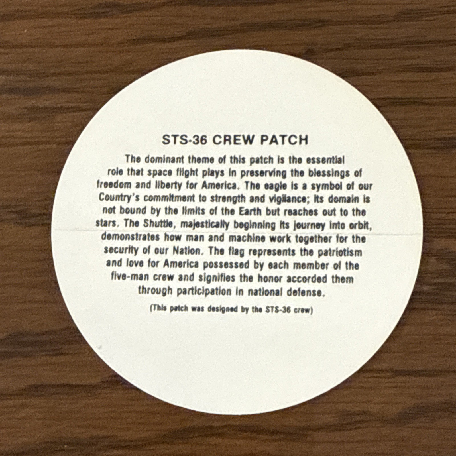 Original NASA STS-36 Mission Patch Vinyl Sticker Decal