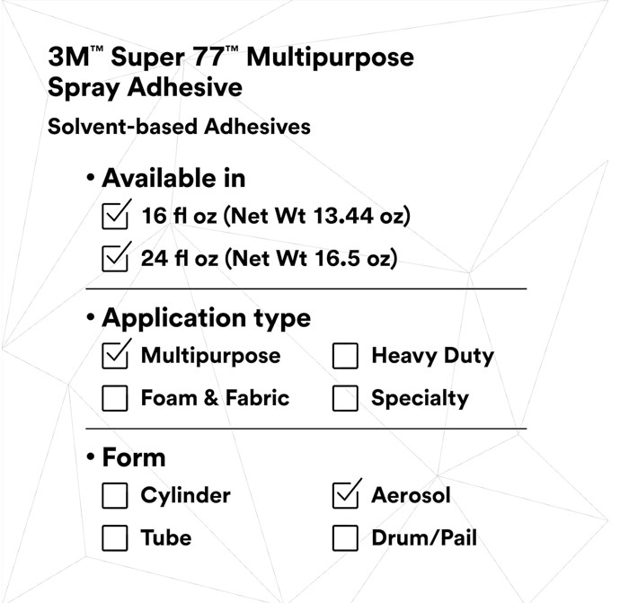 3M Super 77 Multipurpose Permanent Spray Adhesive Glue, Free Shipping, 1 Each