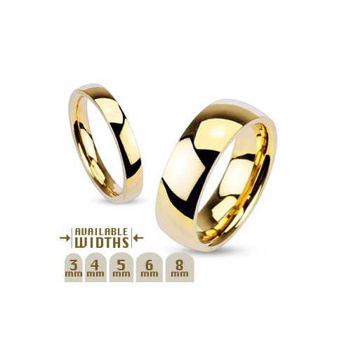 New Men's Women's Polished Gold Plated over Stainless Steel Wedding Band Ring