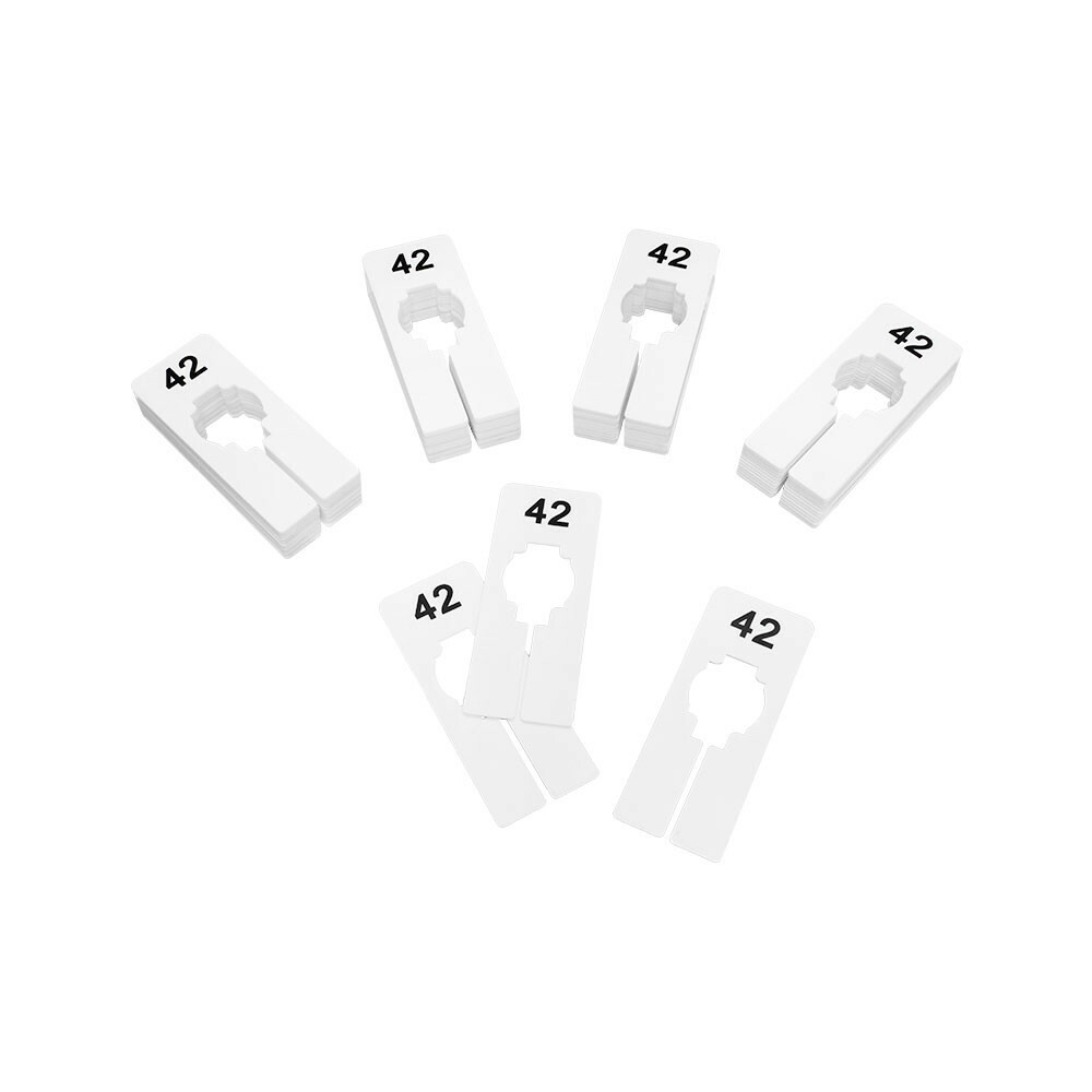 10 PC 2" x 5" Clothing Rack Size 42 Dividers Hangers White Plastic Rectangular