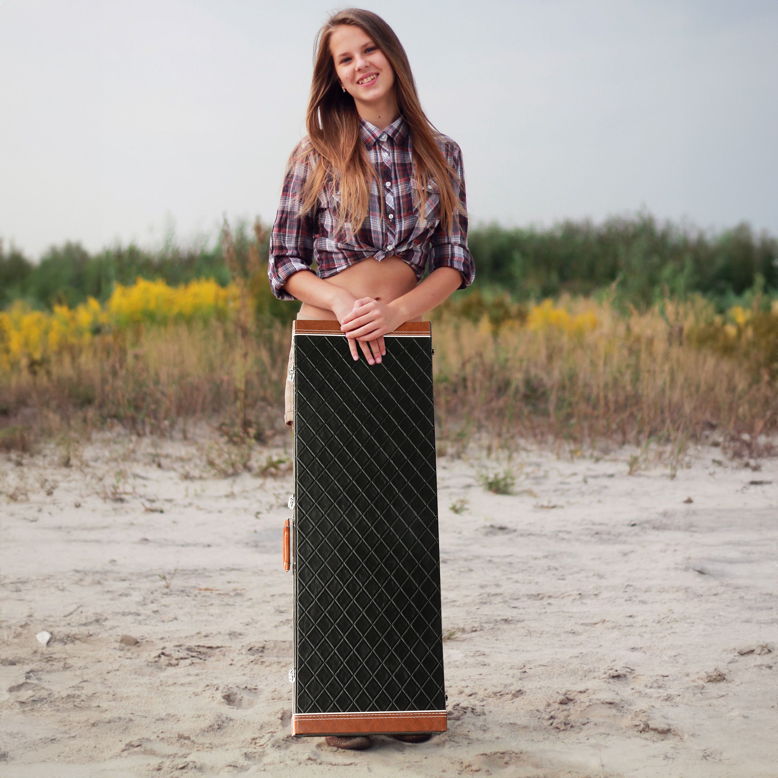 Portable Electric Guitar Case Hard Shell Wooden for GST GTL Electric Guitars