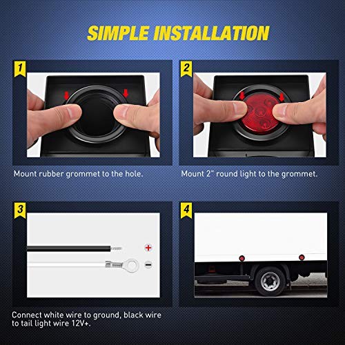 5PCS Red Round Trailer LED Marker Clearance Light 4 LED Flush Red 5Pcs 4LED