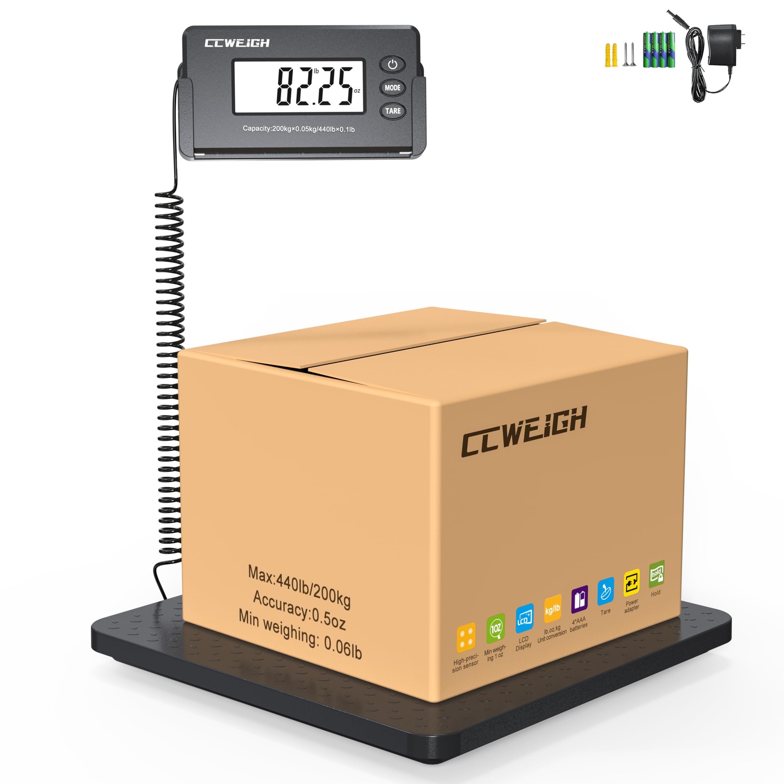 Ccweigh Scales 440Lbs X1Oz Highly Accurate Postal Scales Ultrathin Abs Large