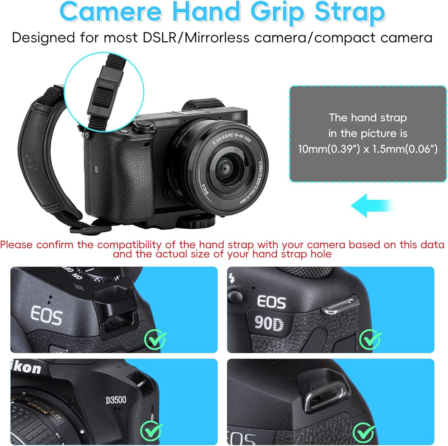 Professional Camera Hand Grip Strap for Canon and Sony Models