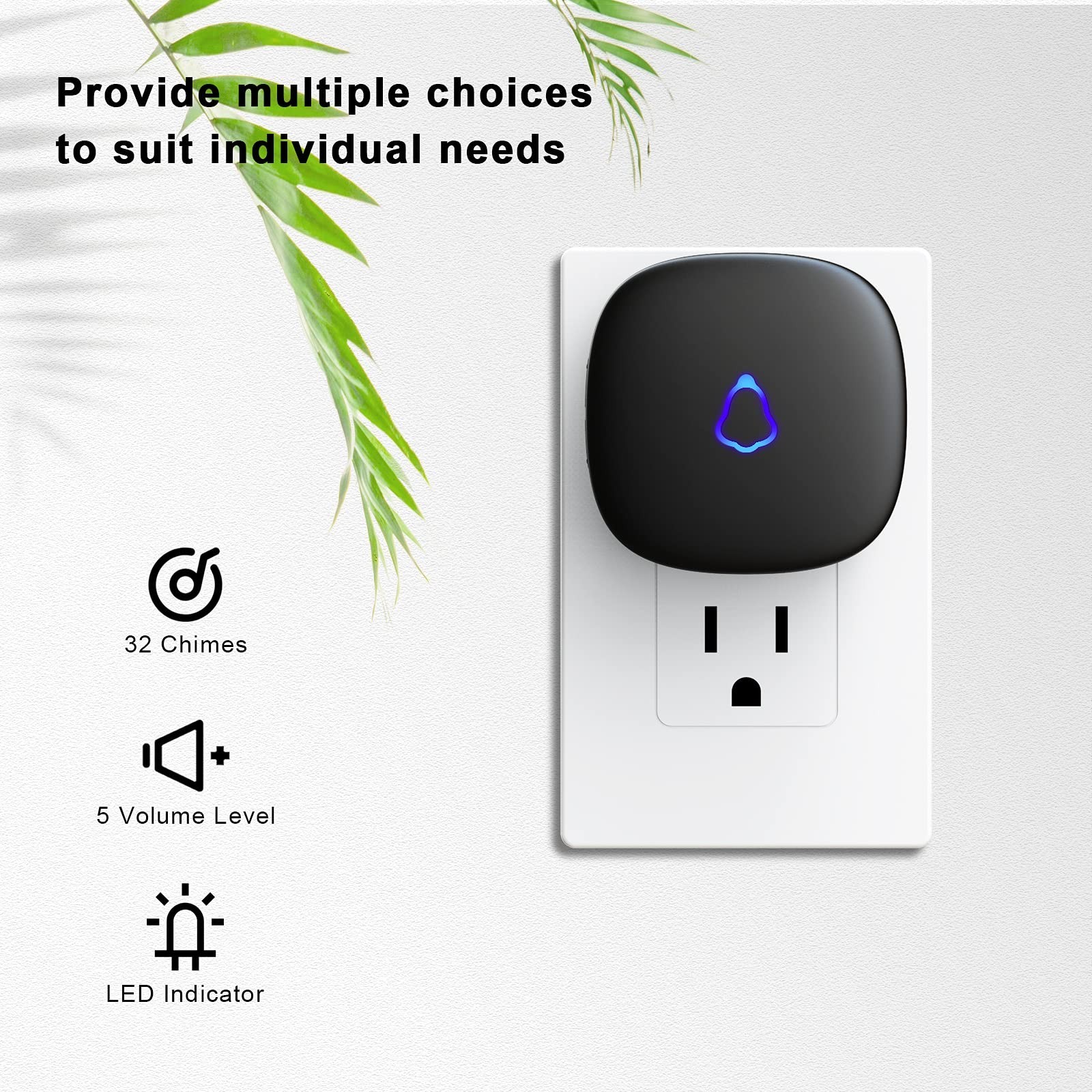 Wireless Doorbell - Easy Install, Waterproof, Adjustable Volume, 58 Chimes, 1000