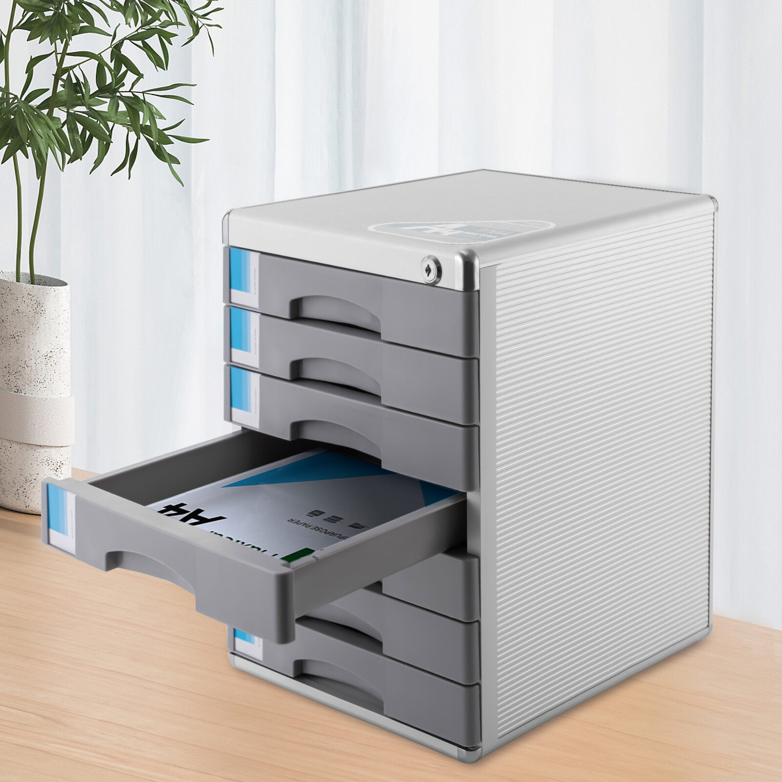Rectangular Document Storage Box 7 Compartments Drawer Desktop File Organizer