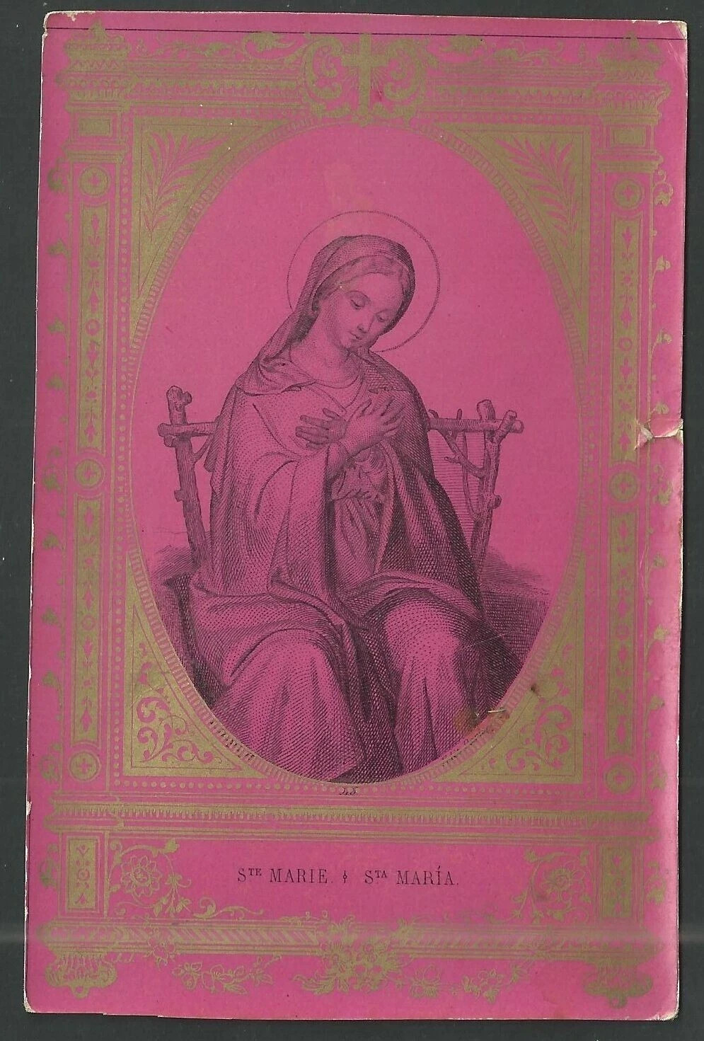 Holy card antique grabado de la Virgin santino image pieuse estampa