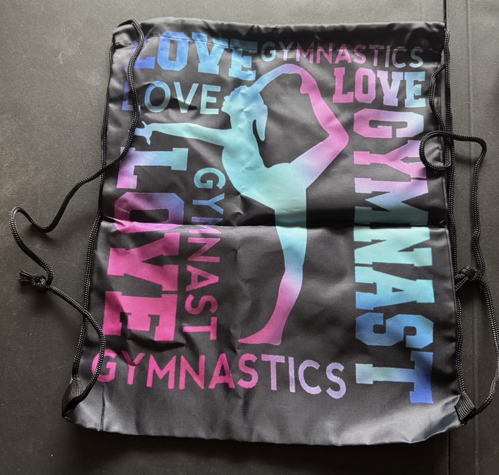 Gymnastics Drawstring Bag Polyester Unisex Kids Black Pink Blue Purple