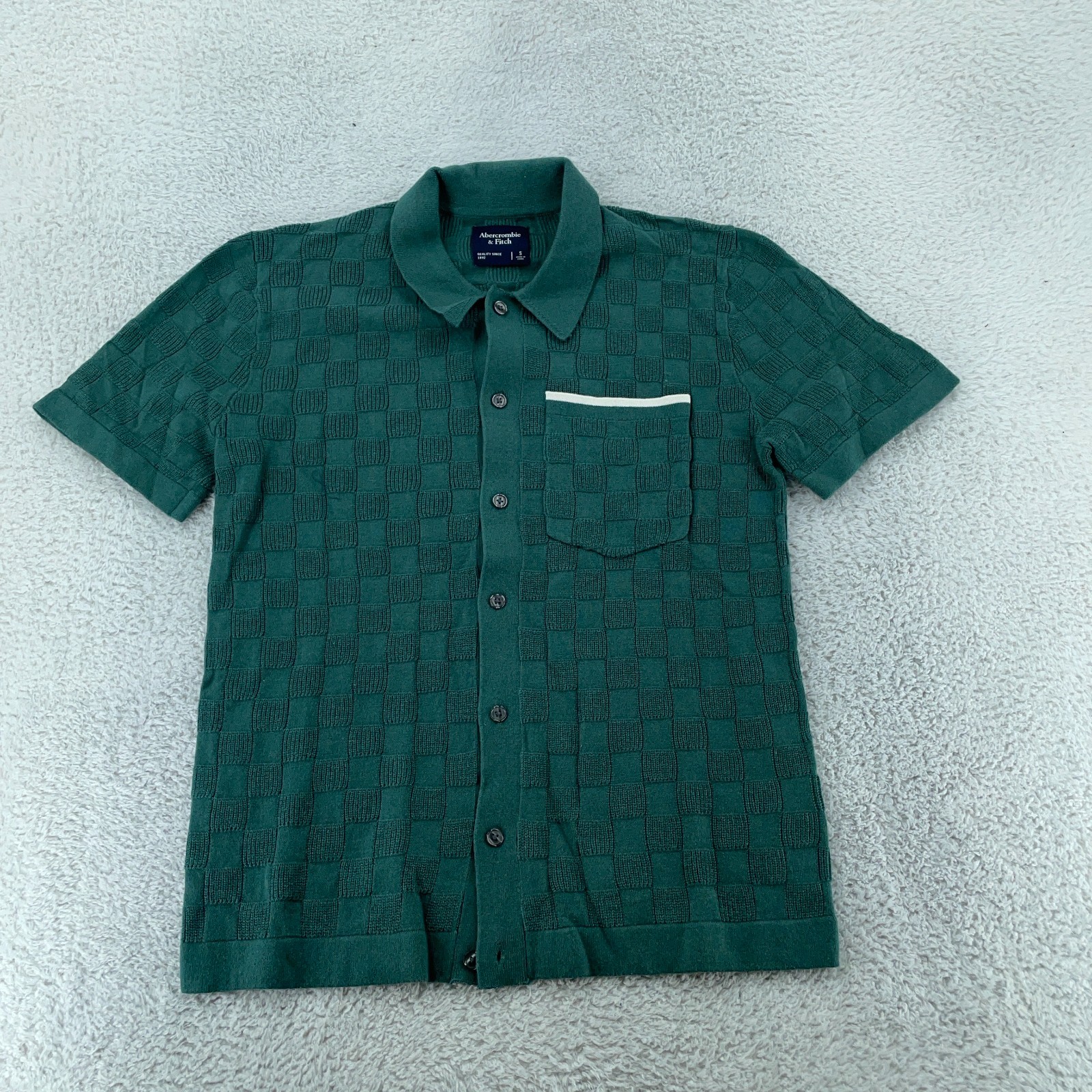 Abercrombie & Fitch Short Sleeve Button Front Sweater Shirt Small Green Collared