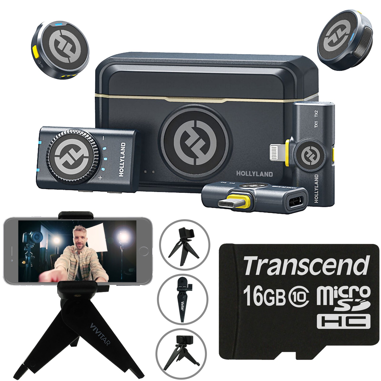 Hollyland LARK M2 COMBO 2-Person Wireless Combo Microphone System Video Bundle
