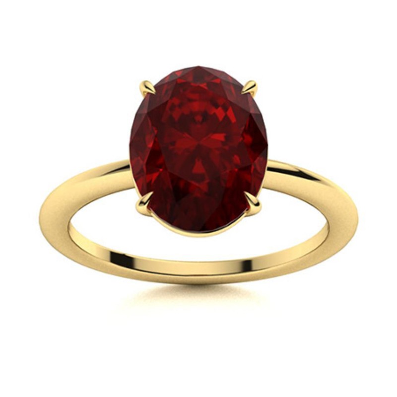 925 Silver Garnet Stone January Birth Solitaire Engagement Trendy Ring