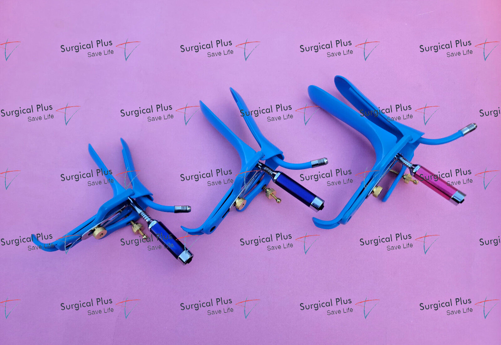 Graves Vaginal Speculum With Light Source S,M,L Blue Nylon Coating Gynecology