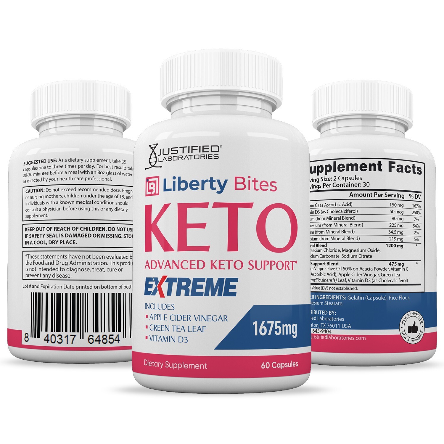 Liberty Bites Keto ACV Extreme Pills 1675MG Stronger Thn Gummy Keto Support 2Pk