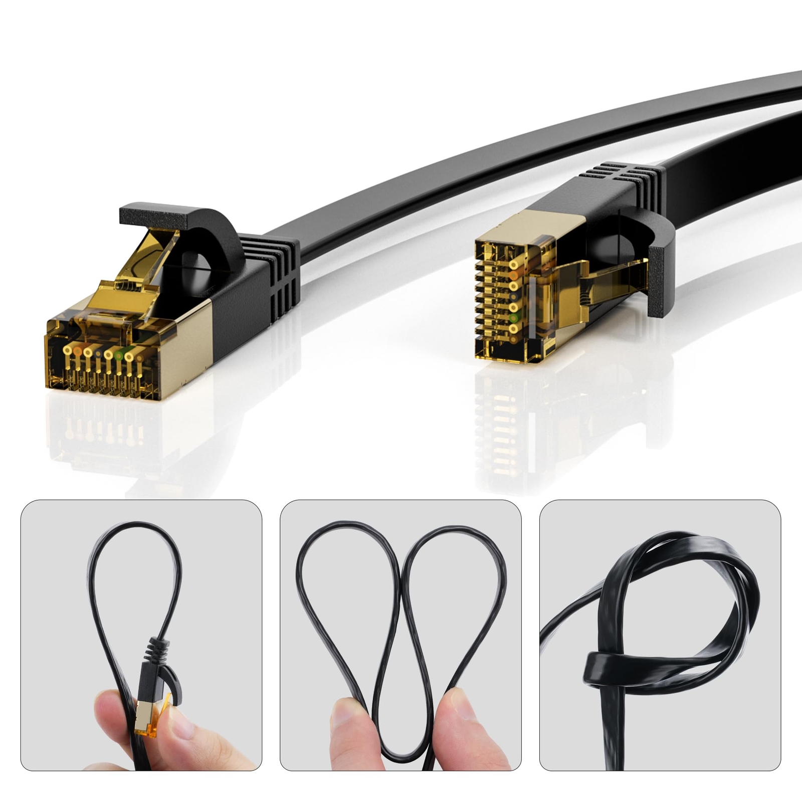 Cat 7 Ethernet Cable 2-Pack 6 FT Cat7 Flat High Speed 10Gbps 600MHz Shielded ...