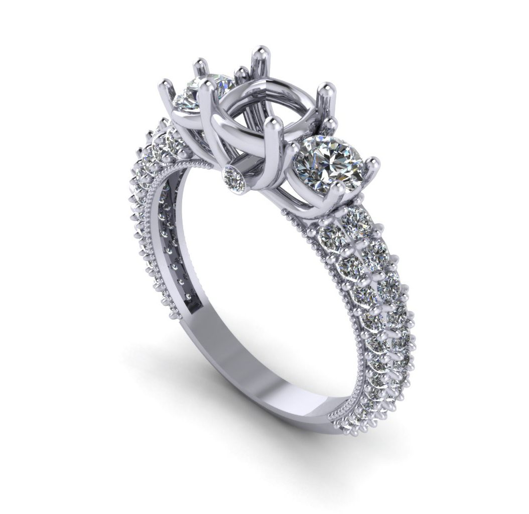 1.85 ct Round Cut Diamond Semi Mount Engagement Ring