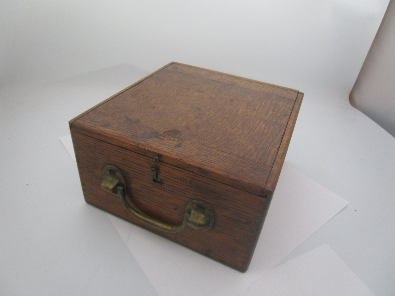 Antique Oak Dovetailed Microscope Slide Case with 83 Microscope Slides