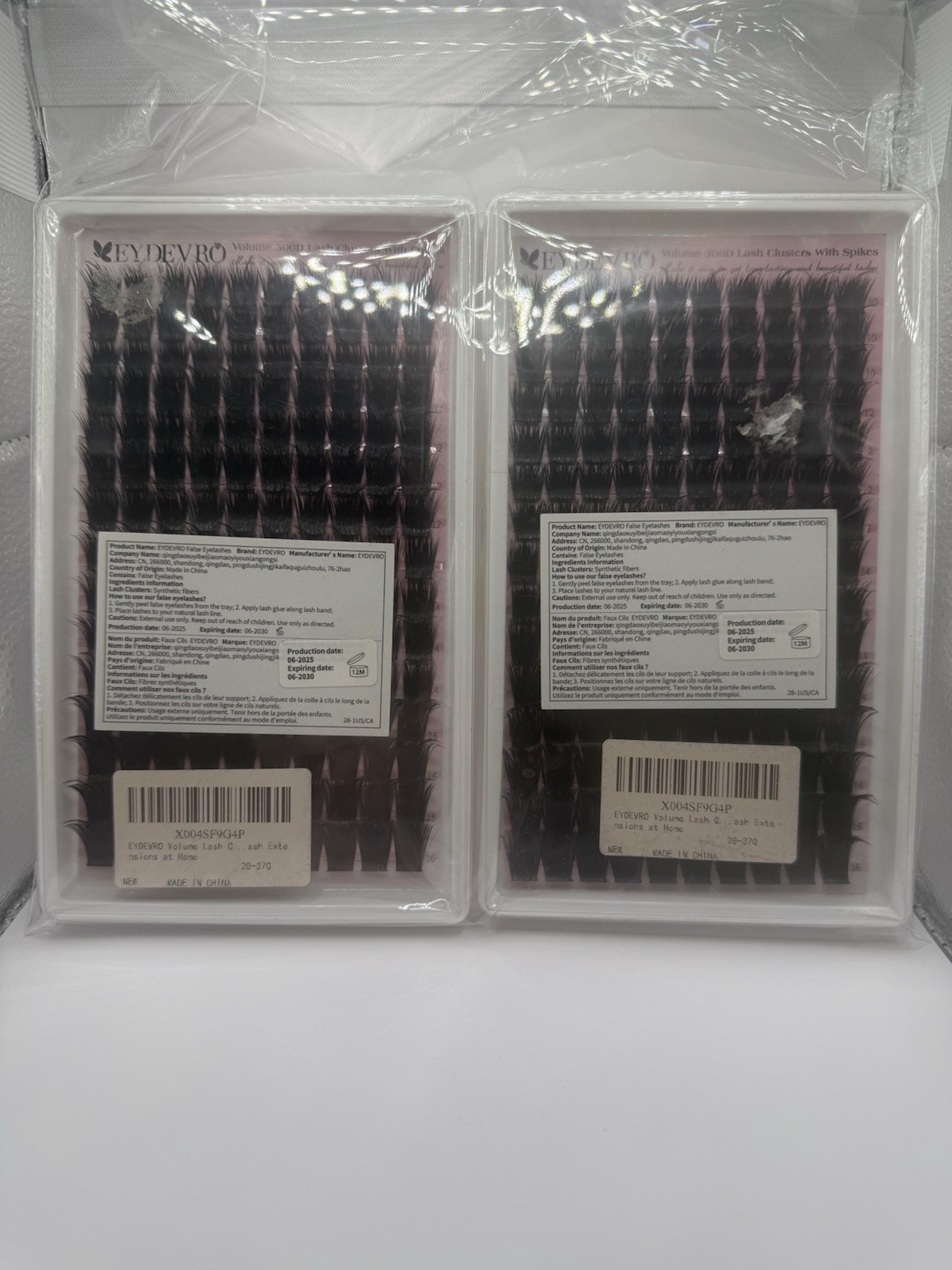 Two Pack EYDEVRO Volume 300D Lash Clusters With Spikes Black Reusable
