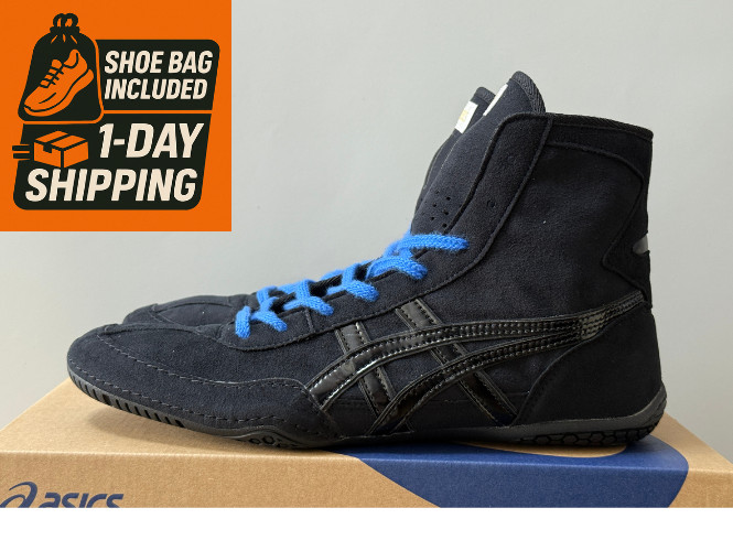Opt Laces Blue : Asics Wrestling EX-EO 1083A001 Black x Black x Black
