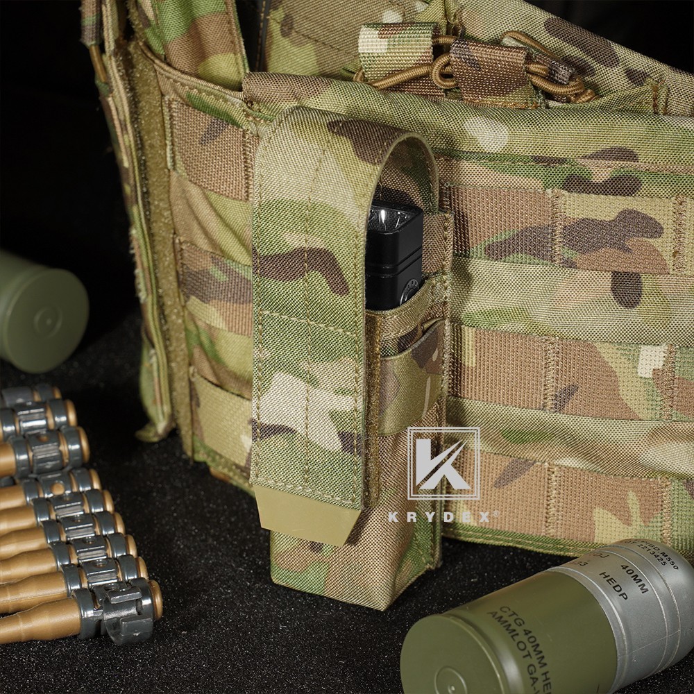 KRYDEX Tactical Flashlight Holster Low Profile Pouch Green MOLLE&Belt System