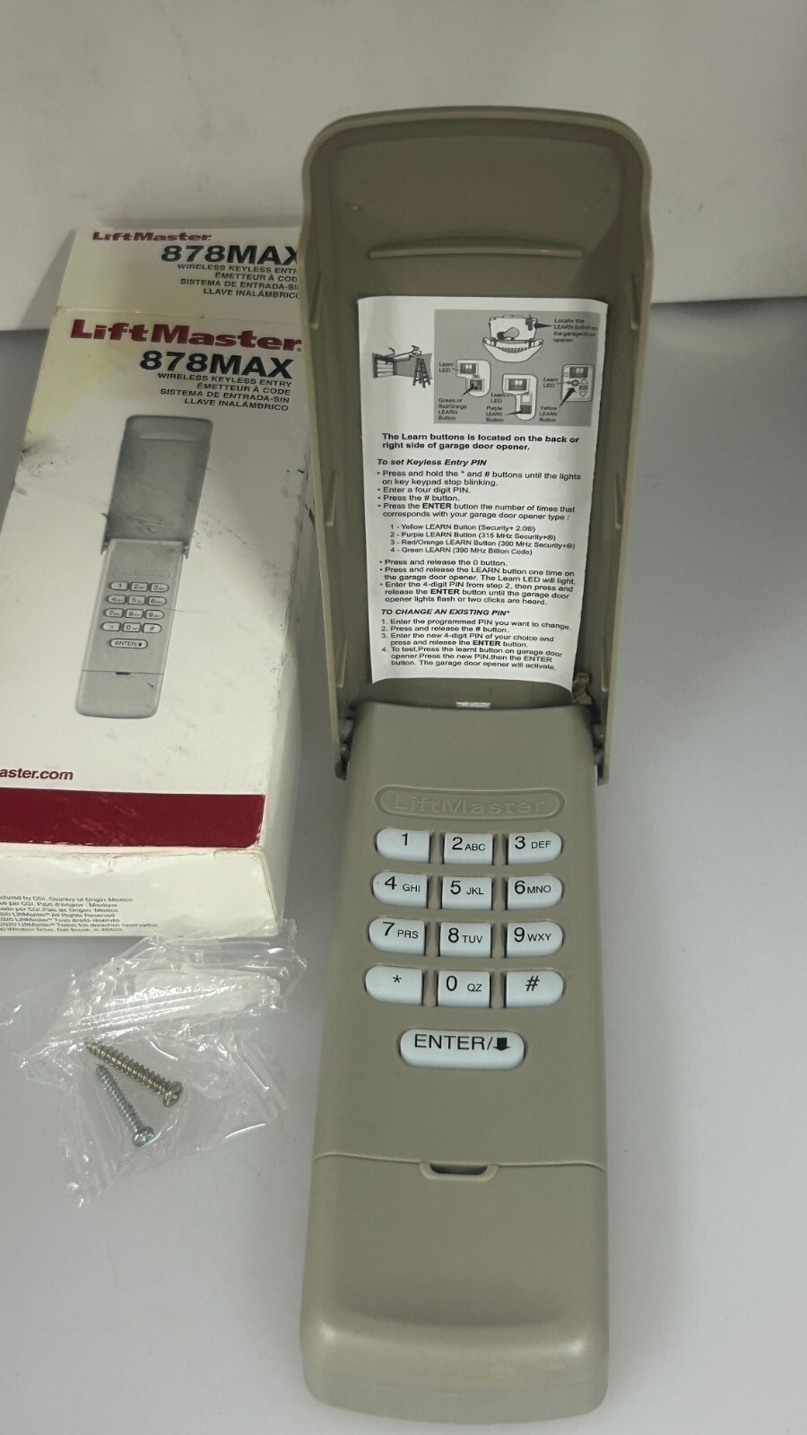 LiftMaster 878MAX Wireless Garage Door Keypad Remote Security+ 2.0 Universal
