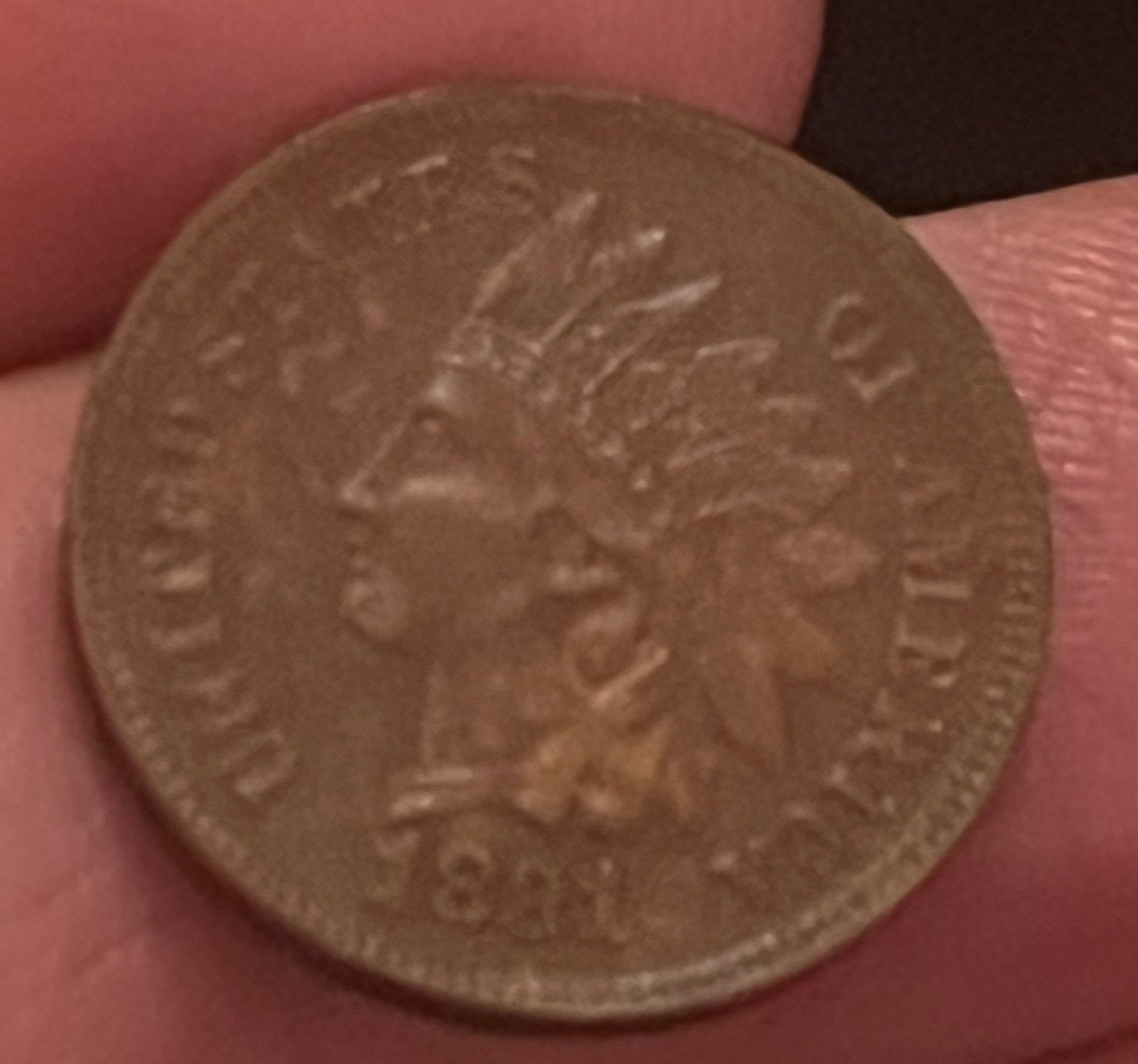 1881 Indian head cent, choice About Uncirculated /brown