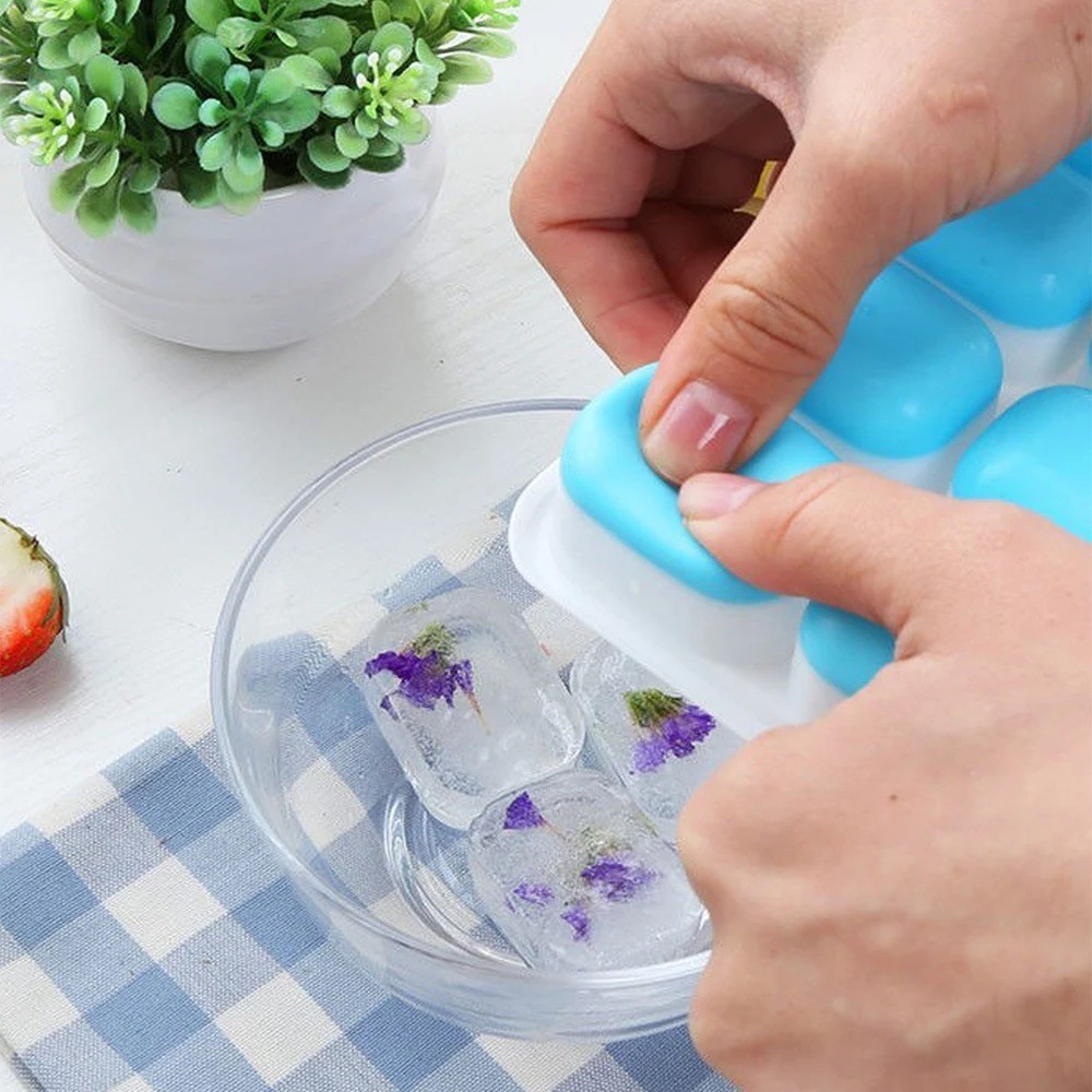 1PC Ice Cube Tray 14 Grid Silicone Ice Cube Mold With Removable Lid Ices Maker K
