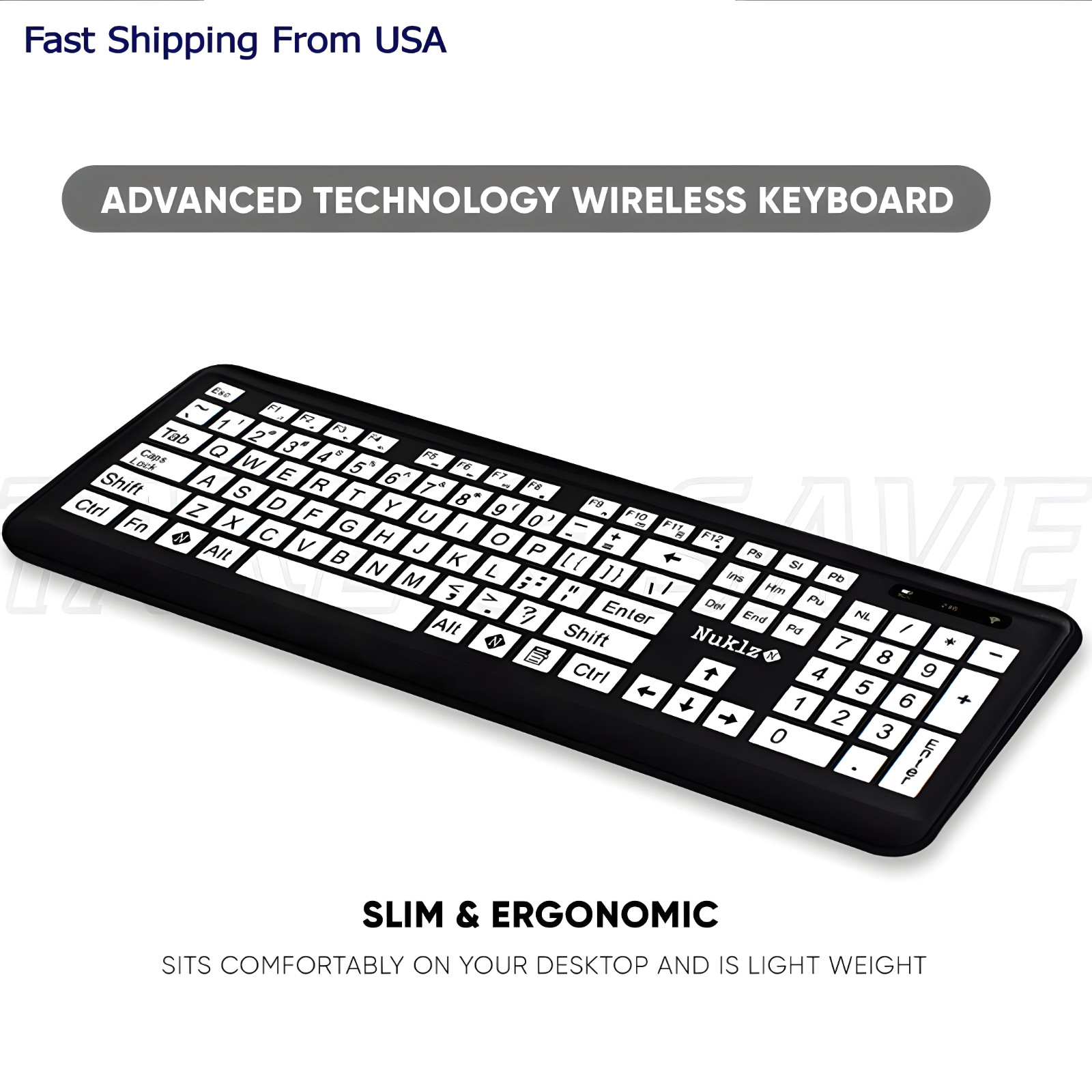 Large Print Keyboard For Low Vision People - USB Wireless High Contrast Keys