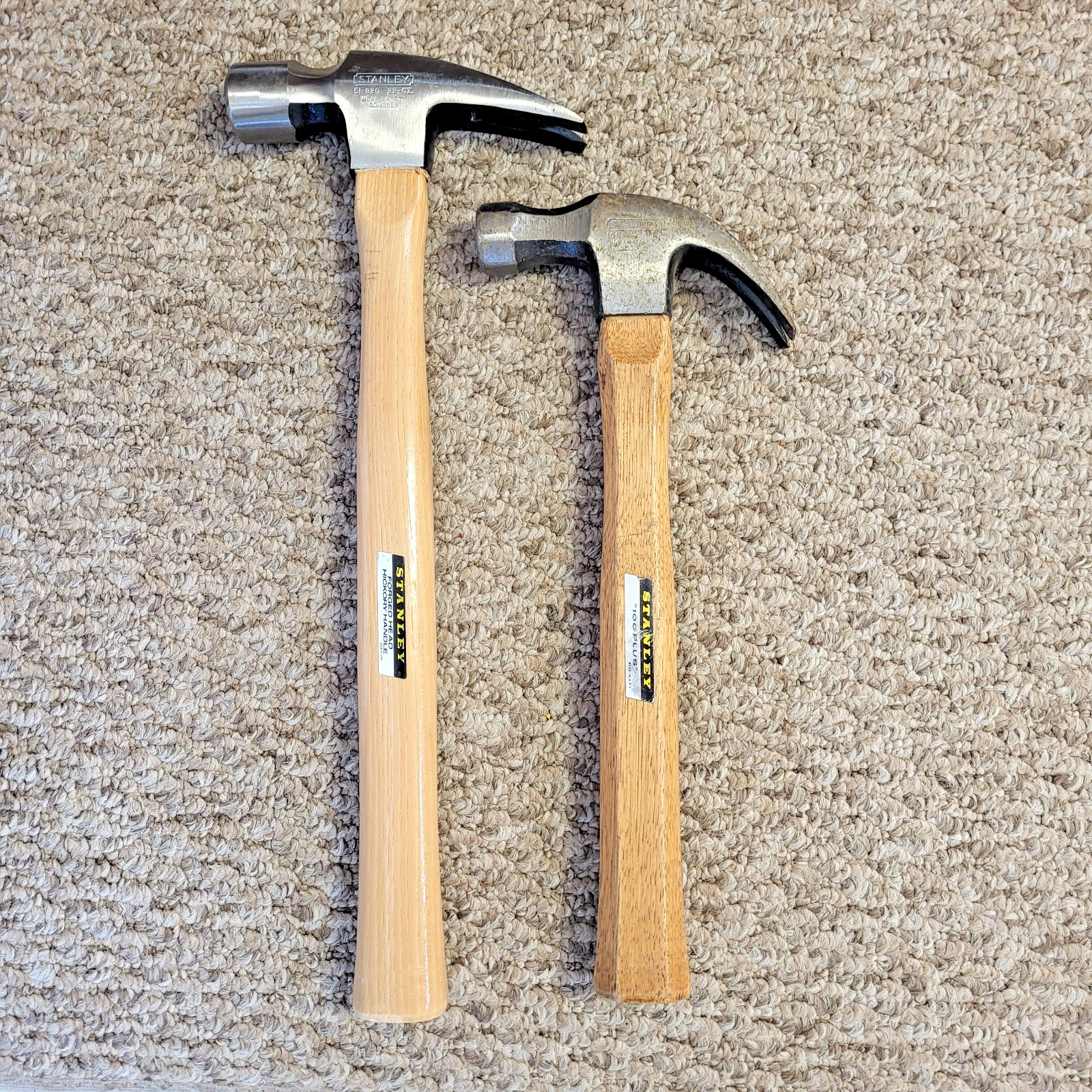 Vintage NOS Pair Stanley Hammers - Forged Head #51-820 & 100 Plus # 101 NOS