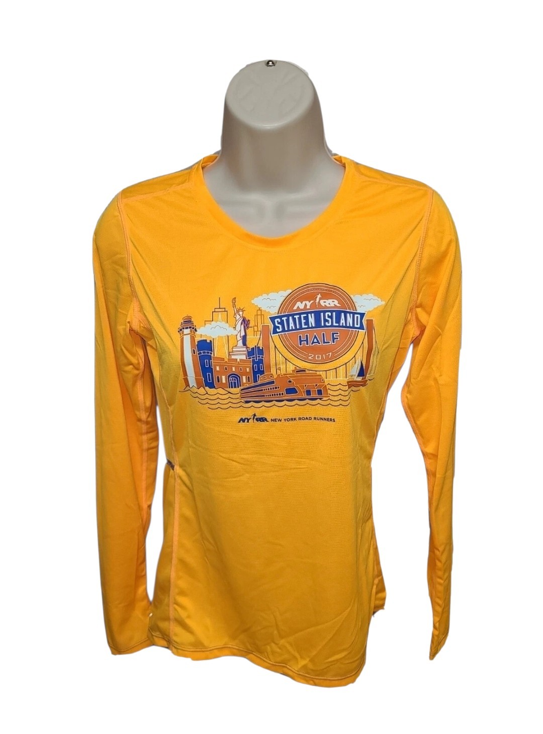 2017 NYRR Staten Island Half Marathon Womens Small Orange Long Sleeve Jersey