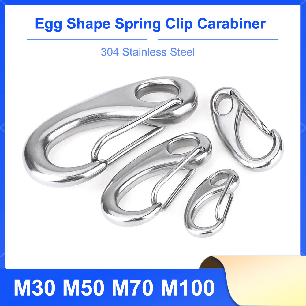 Marine Heavy Duty Egg Shape Spring Snap Hook Clip Carabiner 304 Stainless Steel