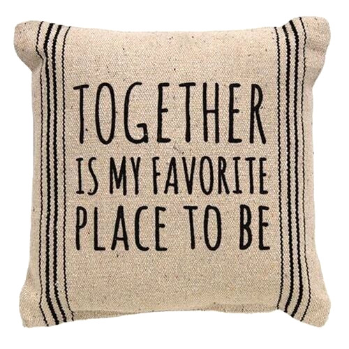 NEW Farmhouse Pillow TOGETHER IS MY FAVORITE PLACE 10" x 10" Beige Black Stripes