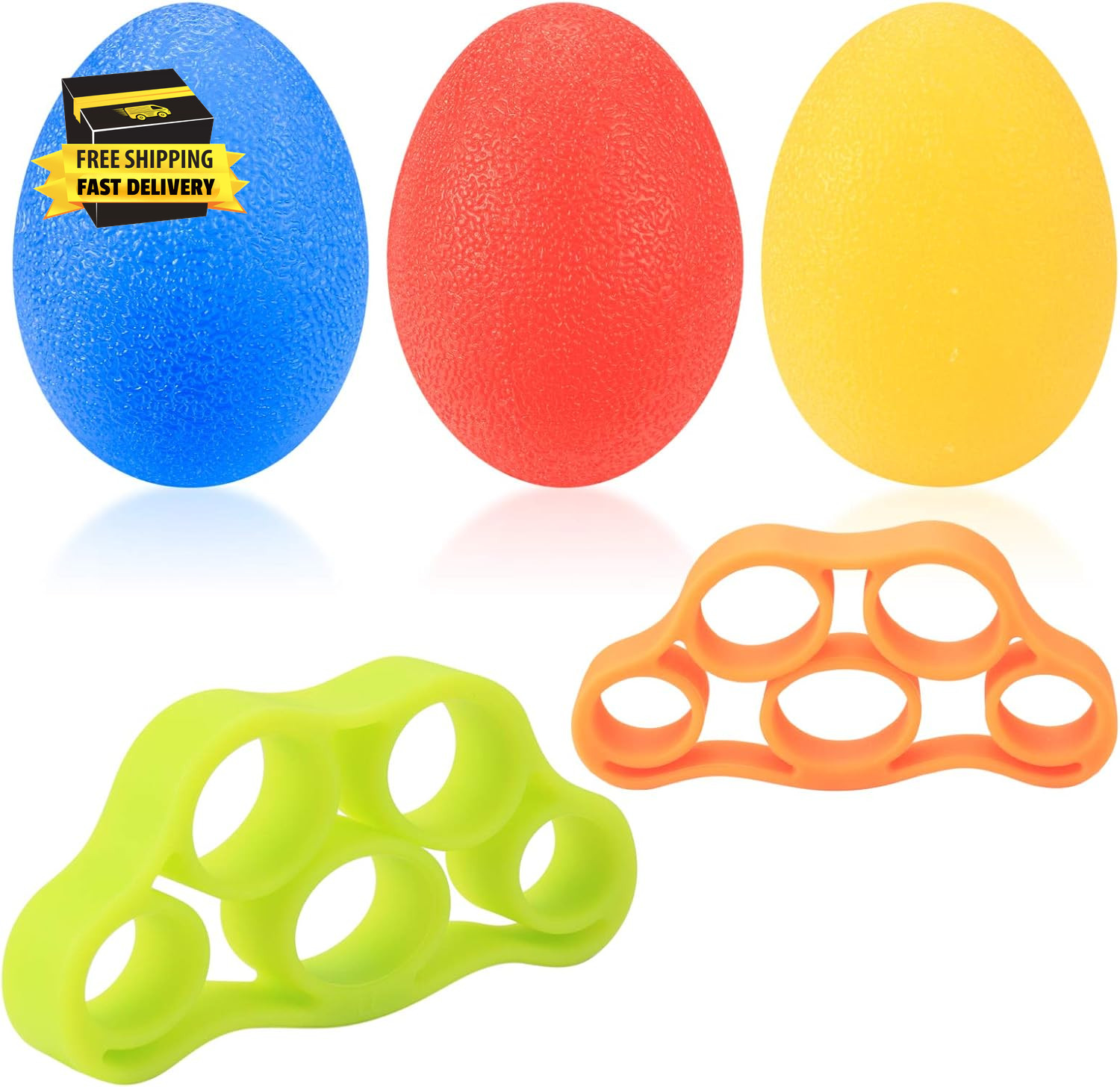 3 Pcs Hand Grip Strength Balls with 2 Pcs Finger Strengthener, Wrist Grip Streng