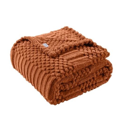 50x70 Inch Throw Blanket - Soft & Fluffy Fleece, Cute & XL Throw(50x70) Rust