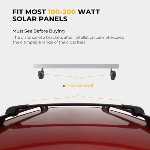 Solar Panel for Cars with Cross Bars, Roof Rack Clamps Fits Crab Mounting Kit