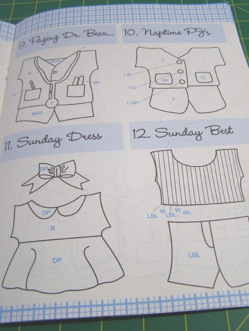 Teddy Bear cross stitch pattern & Bear paper dolls to paint #1500