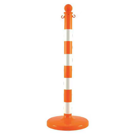 Zoro Select 96422-6 2.5" Diameter Striped Stanchion - Safety Orange / White, 6,