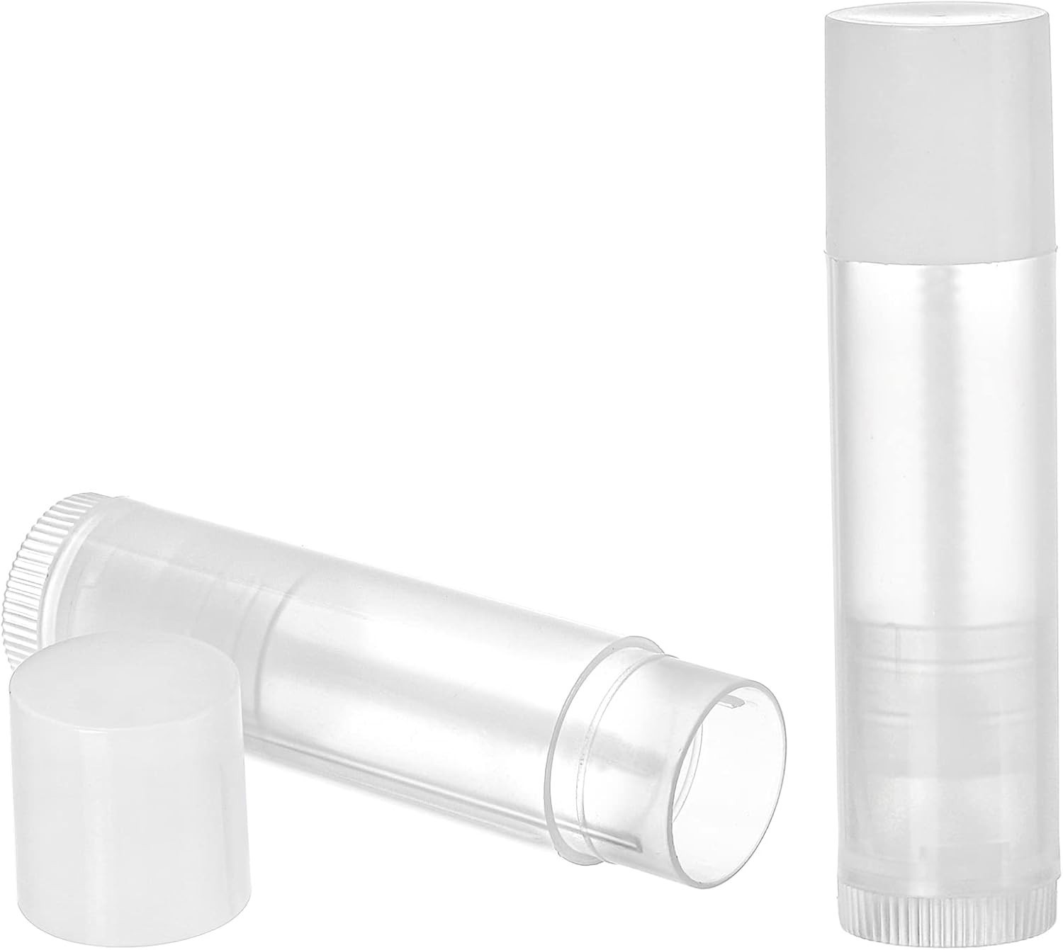 100 Pack 5.5ml Clear Empty Lip Balm Tubes with White Caps