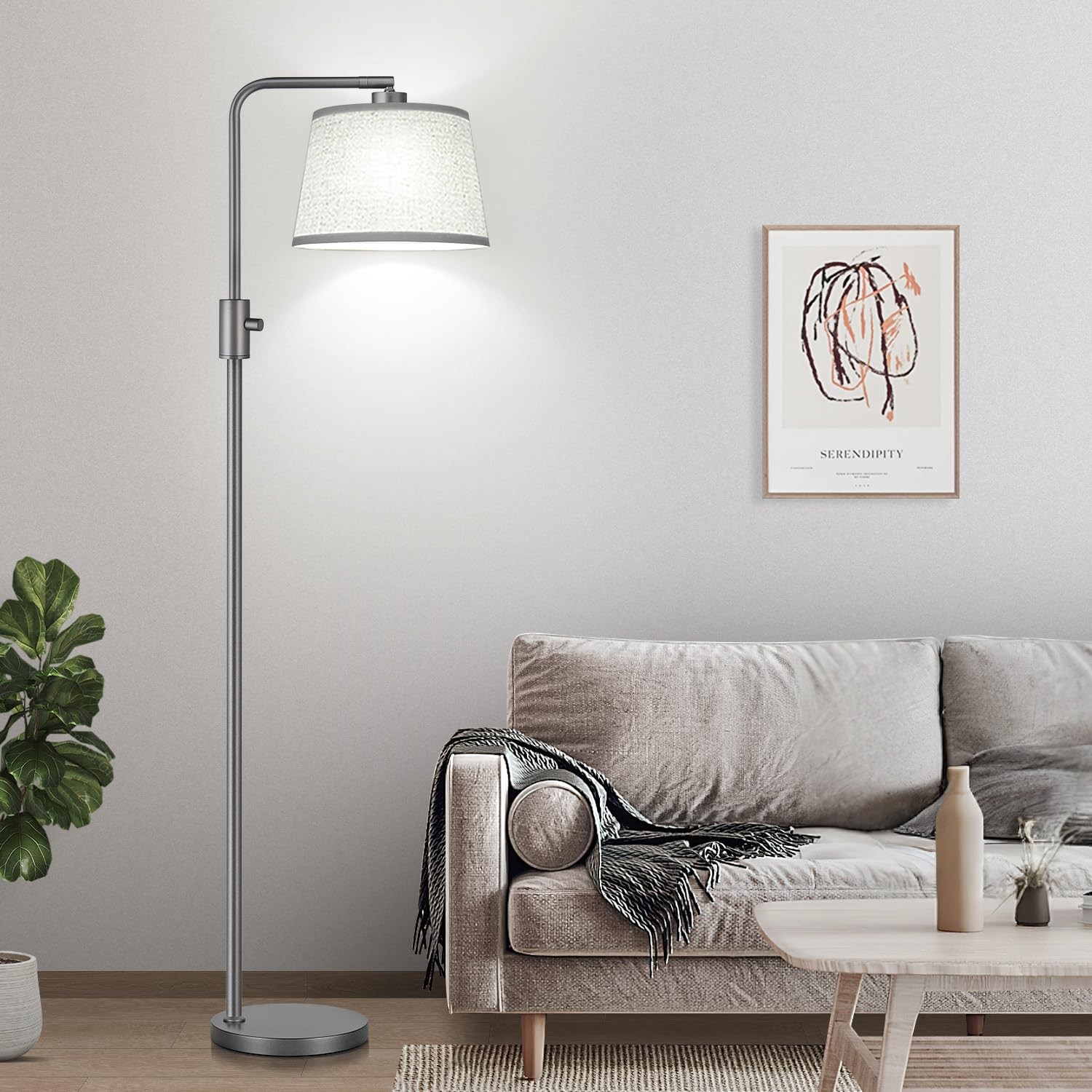 12 inches (D) x 12 (W) x 65 (H), Space Gray-Linen Shade