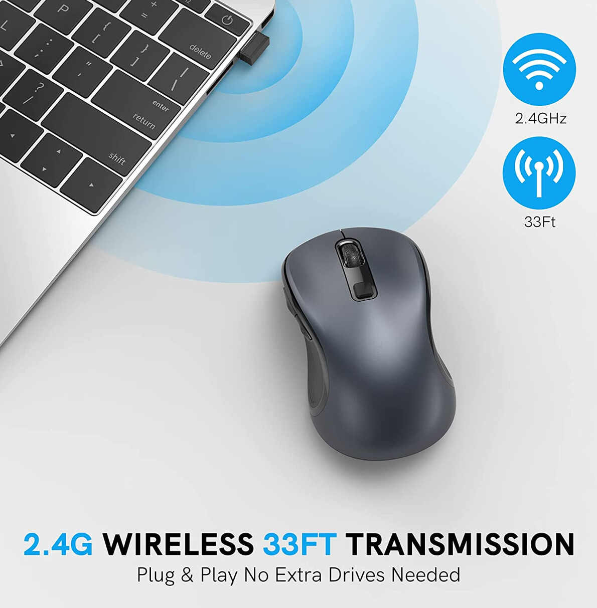 Comfortable Ergonomic Cordless Mobile Wireless Mouse for Notebook Laptop Desktop