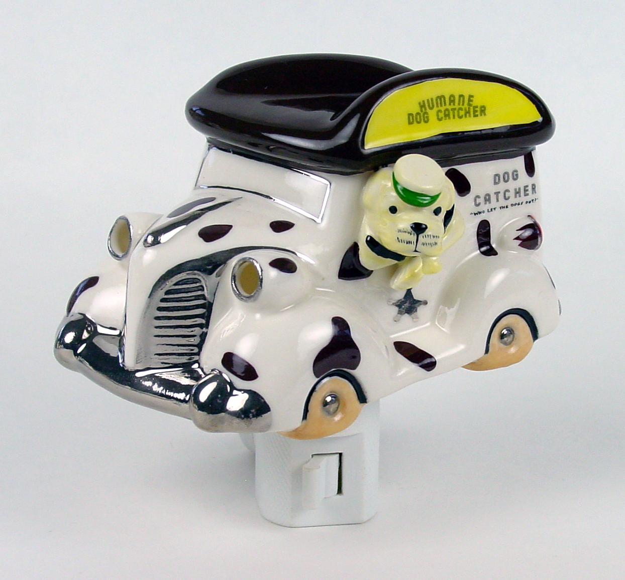 Vintage Dog Catcher Panel Truck Porc Night Light Bulldog On/Off Swivel Plug NIB