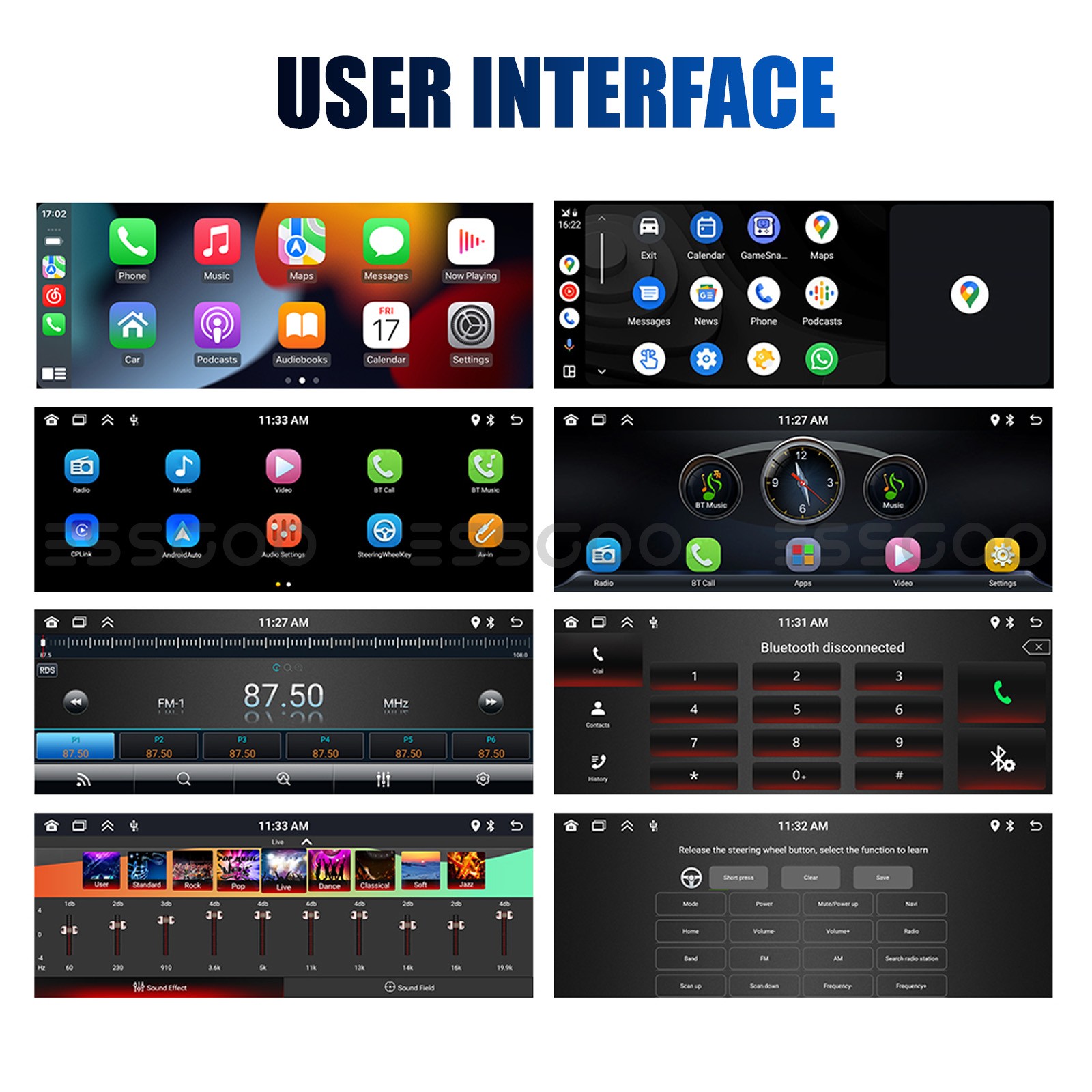 6.36" Single Din Car Stereo Wireless CarPlay Android Auto Radio Bluetooth MP5 FM
