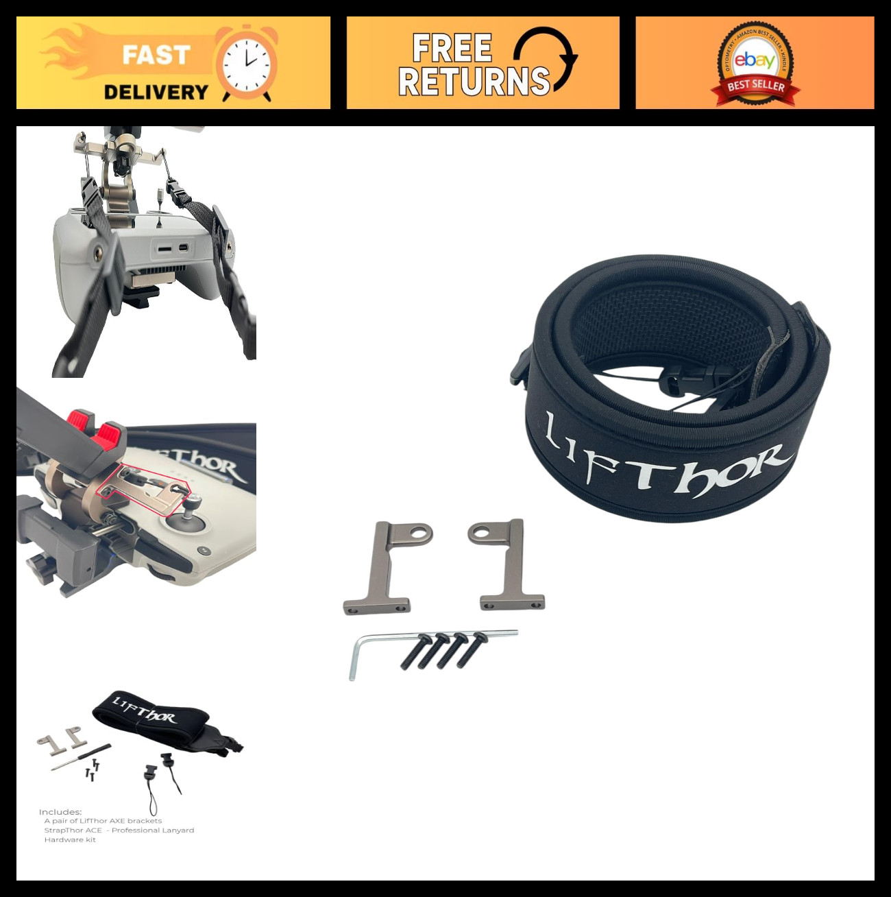 2-Point Aluminum Axe Lanyard System with Strap for Utility Mount - Drone Accesso