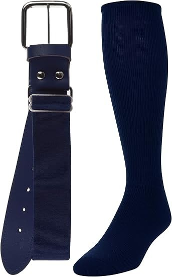 TCK Baseball/Softball Adult Belt & Socks Combo Set - Navy - Large
